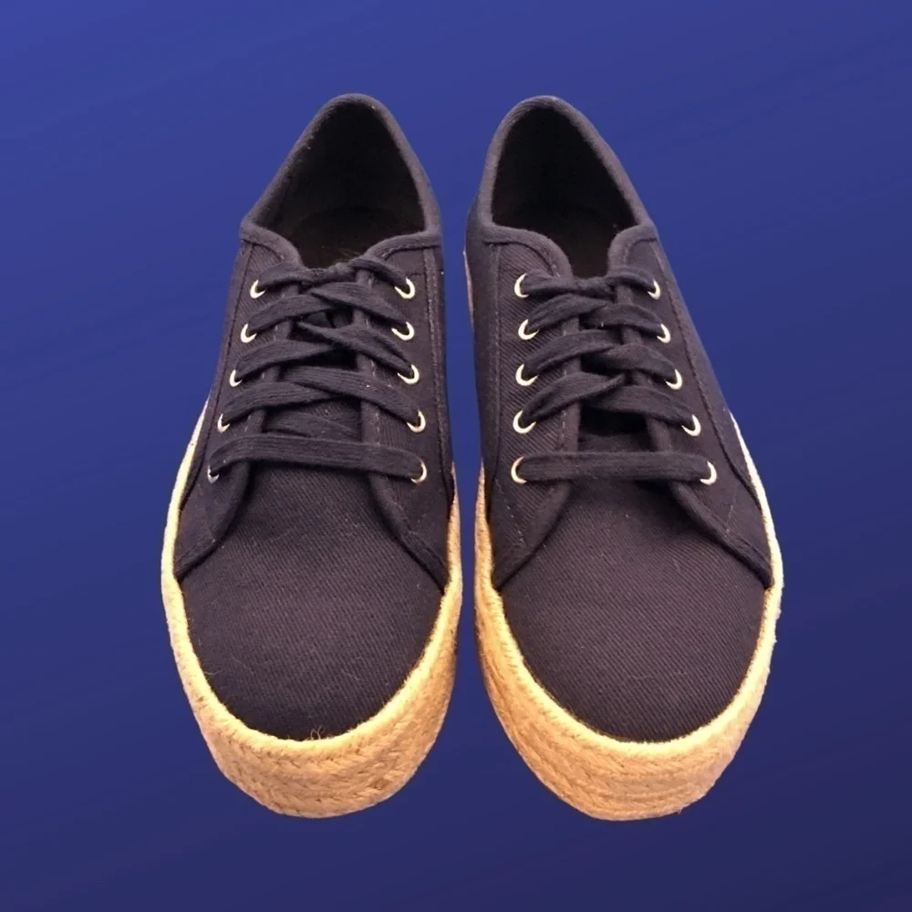 Wild PAIR “Sofeya” Espadrille Platform Sneaker, NAVY/NATURAL, Size 8.5, NWB